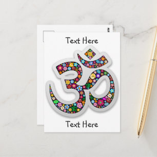 Cartão Postal Símbolo Namaste Floral Yoga