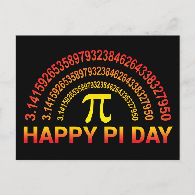Cartão Postal Símbolo Pi Day Feliz e Dígitos (Frente)