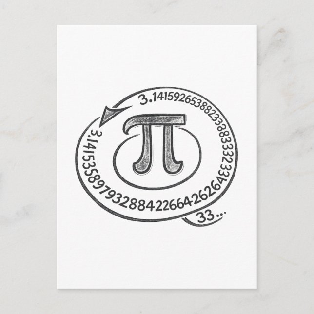 Cartão Postal Símbolo Pi Estilo Giz com Dígitos – Dia do Pi Mate (Frente)