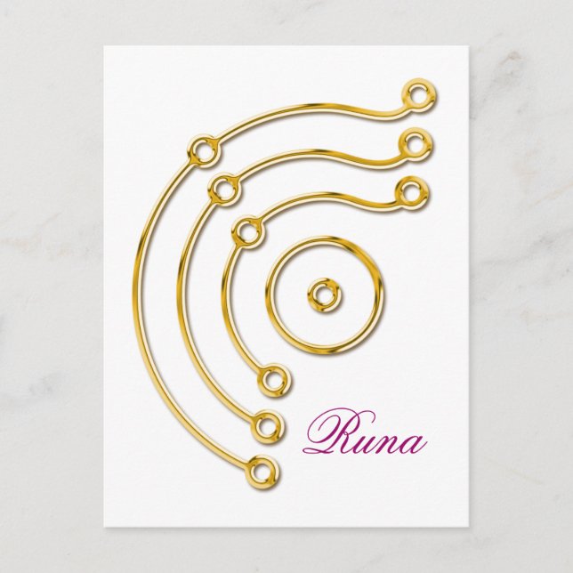 Cartão Postal Símbolo RUNA / DOURADO, Runa (Frente)