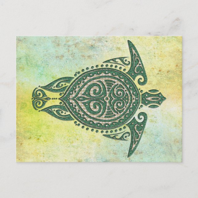 Cartão Postal Símbolo Shamani Sea Turtle + suas ideias (Frente)