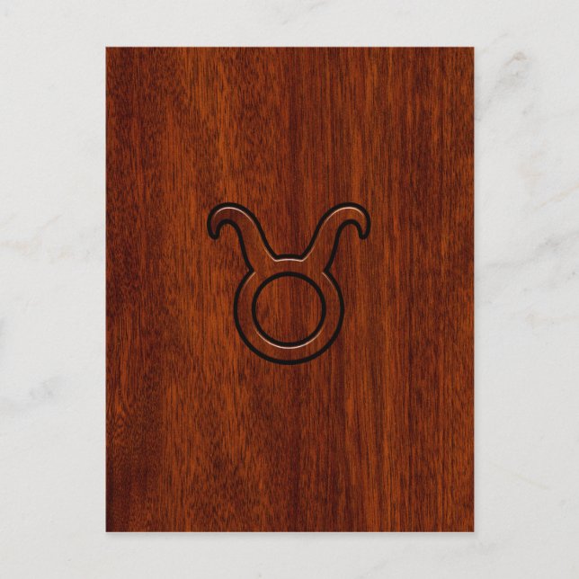Cartão Postal Símbolo Taurus Zodiac em Mahogany Style impressão (Frente)