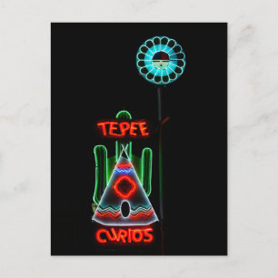 Cartão Postal Símbolo Tepee Curios Neon, Tucumcari, Novo México