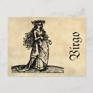 Cartão Postal Símbolo Zodiac Medieval Renascentista Virgo