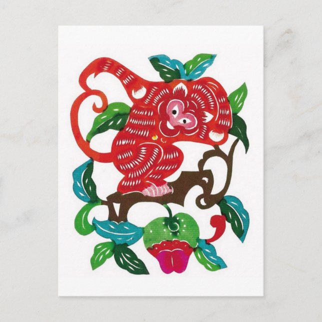 Cartão Postal Símbolo Zodíaco Chinês Macaco (Frente)