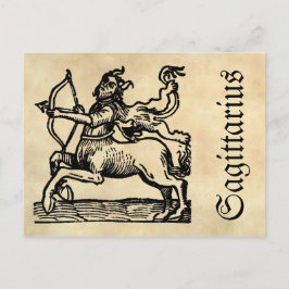Cartão Postal Símbolo Zodíaco Medieval Renascentista Sagittarial