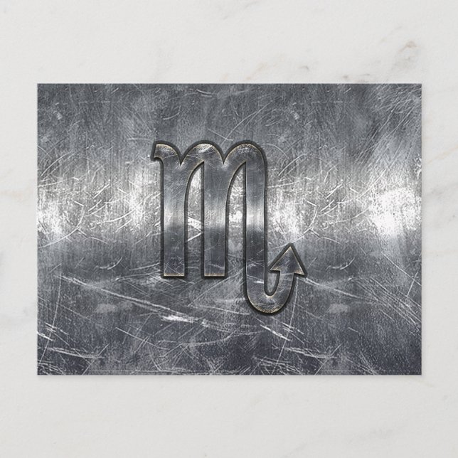 Cartão Postal Símbolo Zodíaco Silver Scorpio Estilo Metálico Afa (Frente)