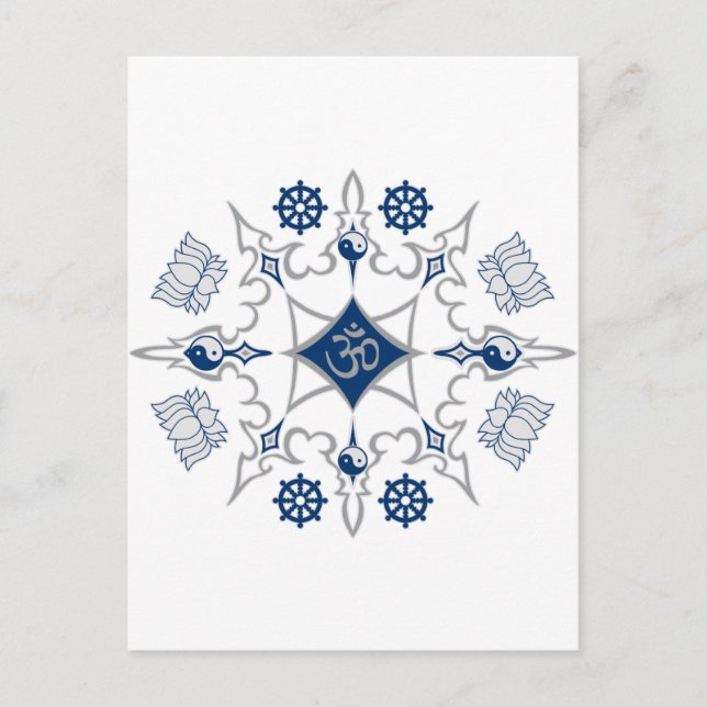 Cartão Postal Símbolos budistas tribais (Frente)