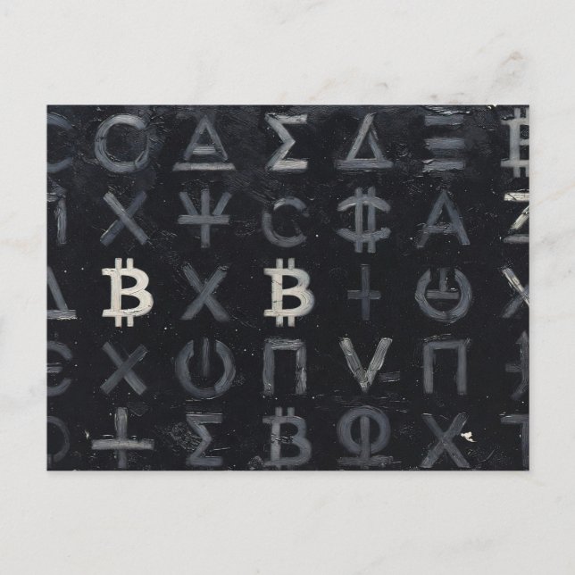 Cartão Postal Símbolos de Bitcoin (Estilo: 13) (Frente)