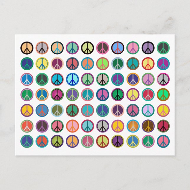 Cartão Postal Símbolos de Paz em Cor (Frente)
