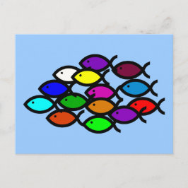 Cartão Postal Símbolos de Peixes Cristãos - Escola Arco-Íris -