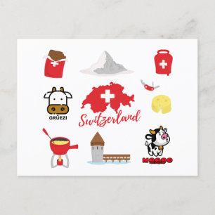 Cartão Postal Símbolos de Souvenirs suiças