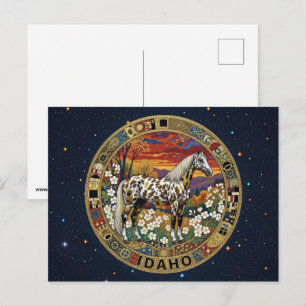 Cartão Postal Símbolos do estado de Idaho nos EUA