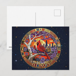 Cartão Postal Símbolos do estado de Illinois dos EUA