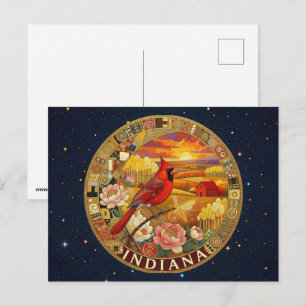 Cartão Postal Símbolos do estado de Indiana nos EUA