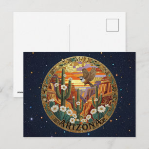 Cartão Postal Símbolos do estado do Arizona nos EUA