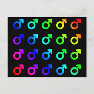 Cartão Postal Símbolos Masculinos Muito Coloridos Colores Arco-Í