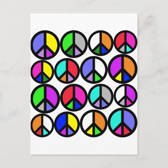 Cartão Postal Símbolos multicoloridos de paz (Frente)