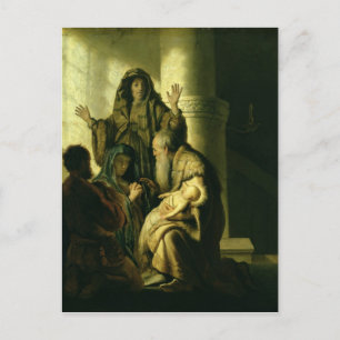 Cartão Postal Simeon e Hannah no Templo, c.1627