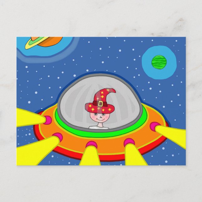 Cartão Postal Simon e sua nave espacial (Frente)