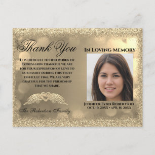 Cartão Postal Simpatia Foto de Funeral OBRIGADO com Coração