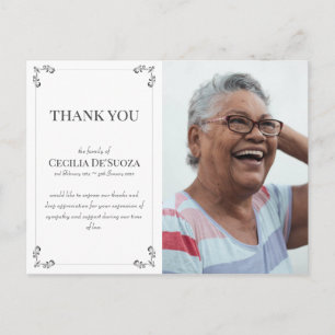 Cartão Postal Simpatia Foto Personalizada Funeral Obrigado Branc