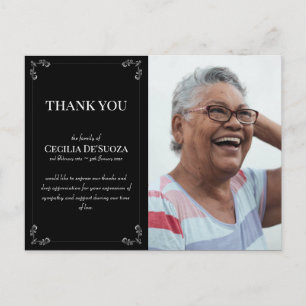 Cartão Postal Simpatia Foto Personalizada Funeral Obrigado Preto