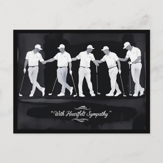 Cartão Postal Simpatia no golfe “Com sinceras condolências.” (Frente)