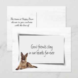 Cartão Postal Simpatia pela Perda de Cachorro Pastor Alemão