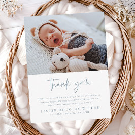 Cartão Postal Simple Baby Photo Birth Stats Thank You Card