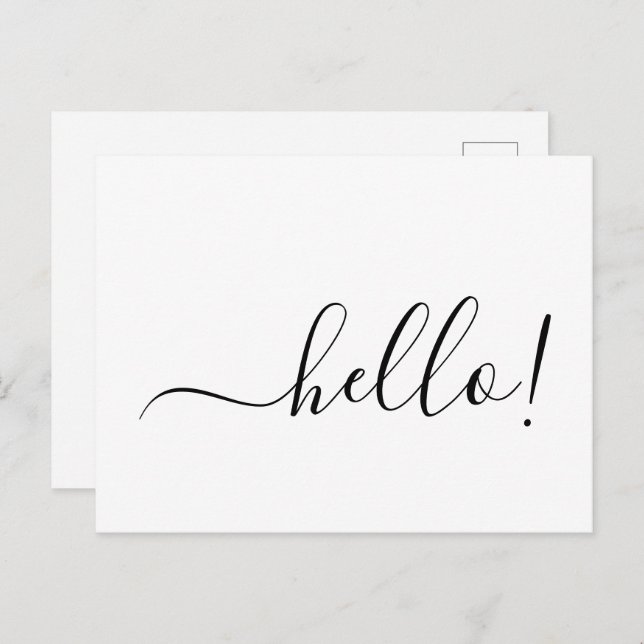 Cartão Postal Simple Classic Hello Postcard with Clean White Des (Frente/Verso)