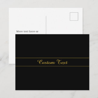 Cartão Postal Simple Customizable Gold & Black Text Design