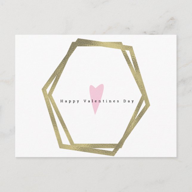 Cartão Postal Simple Geo Faux, Dia de os namorados mínimo Dourad (Frente)