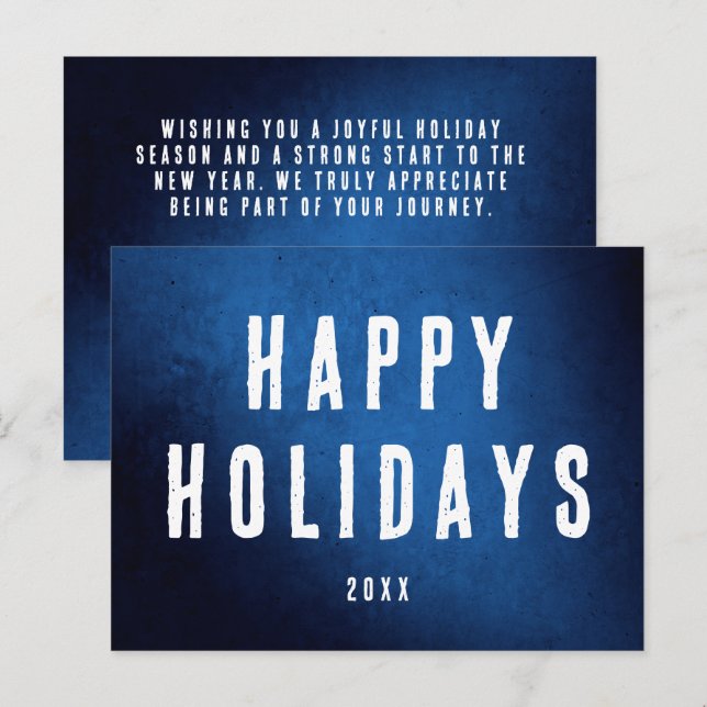 Cartão Postal Simple Happy Holidays Logo Blue Gradient (Frente/Verso)