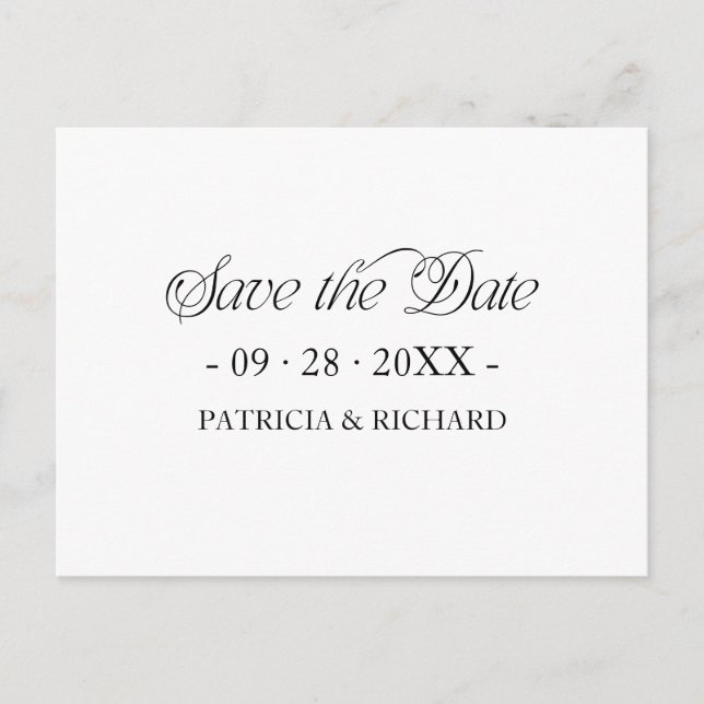 Cartão Postal Simple Minimalist Typography Save the Date (Frente)