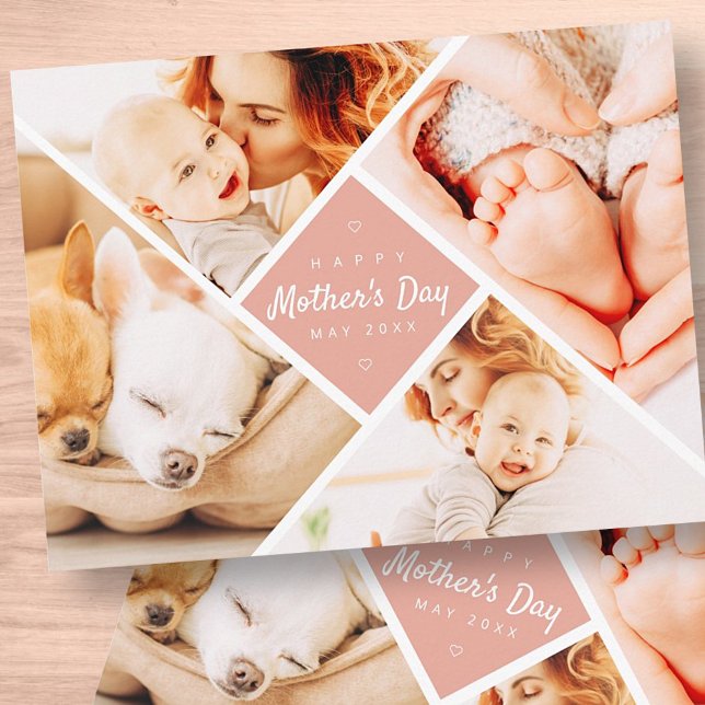 Cartão Postal Simple Modern Custom Photos Happy Mother's Day (Criador carregado)