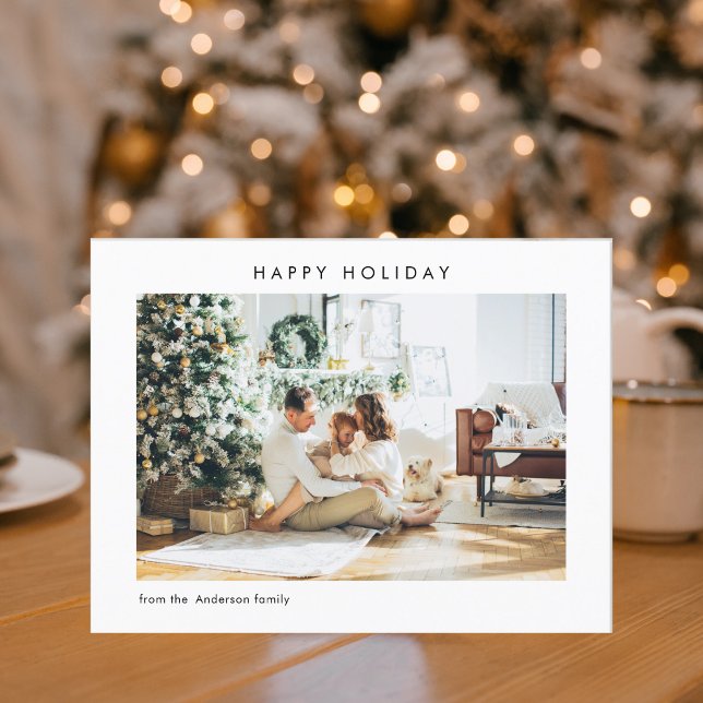 Cartão Postal Simple Modern Family Photo | Happy Holiday (Criador carregado)