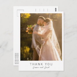 Cartão Postal Simple Photo Modern Wedding Thank You