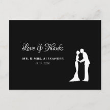 Simple Wedding Thank You Black White Bride Groom