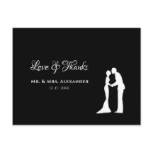 Simple Wedding Thank You Black White Bride Groom