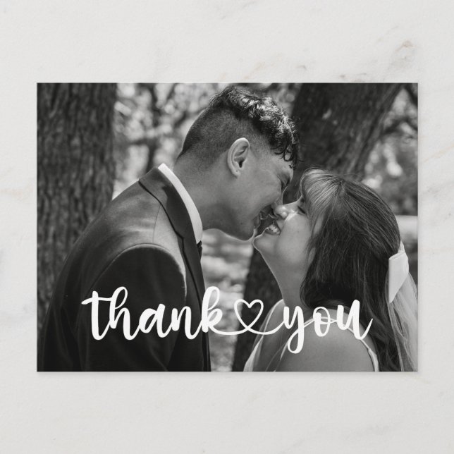Cartão Postal Simple Wedding Thank You Card (Frente)