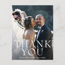 Cartão Postal Simples Agradecimento de Casamento com Foto Modern