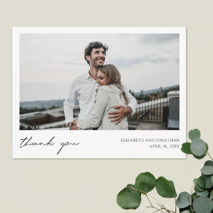 Cartão Postal Simples Agradecimento de Casamento com Foto Person