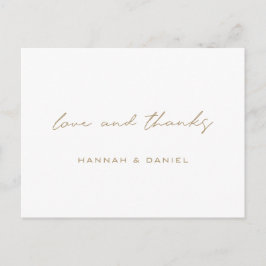 Cartão Postal Simples Agradecimento de Casamento em Ouro