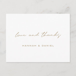 Cartão Postal Simples Agradecimento de Casamento em Ouro