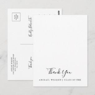 Cartão Postal Simples Agradecimento de Formatura Minimalista