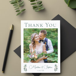 Cartão Postal Simples Agradecimento de Foto de Casamento Chic Bo