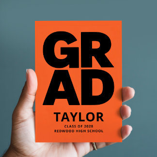 Cartão Postal Simples Agradecimento de Graduação Preto Laranja M