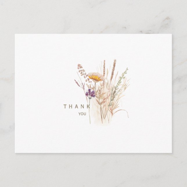 Cartão Postal Simples Agradecimento Floral de Outono Funeral (Frente)