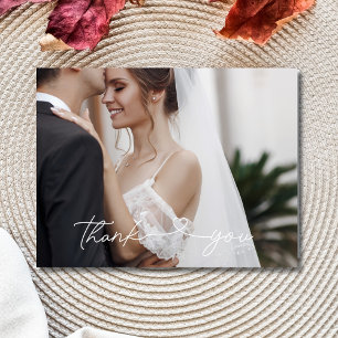Cartão Postal Simples Agradecimentos de Foto de Casamento Elegan